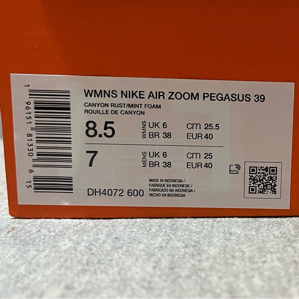 Nike Air Zoom Pegasus 39 Canyon Rust Running Women's Shoe Size 8.5 DH4072-600 - Picture 11 of 11